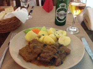 beef tongue with olives and potatoes