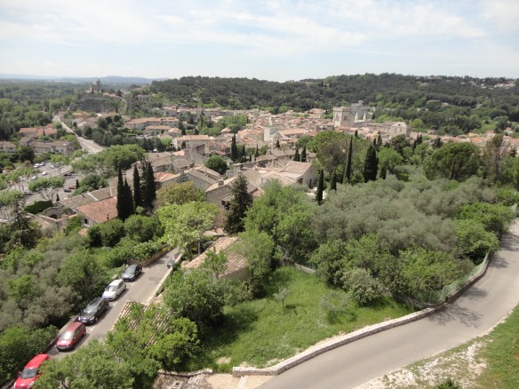 view of Villeneuve-les-Avignon from atop one of the towers of Fort Saint-André