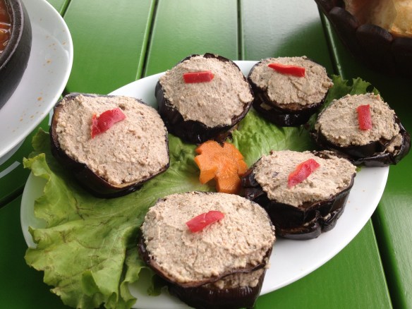 eggplant with walnut garlic paste